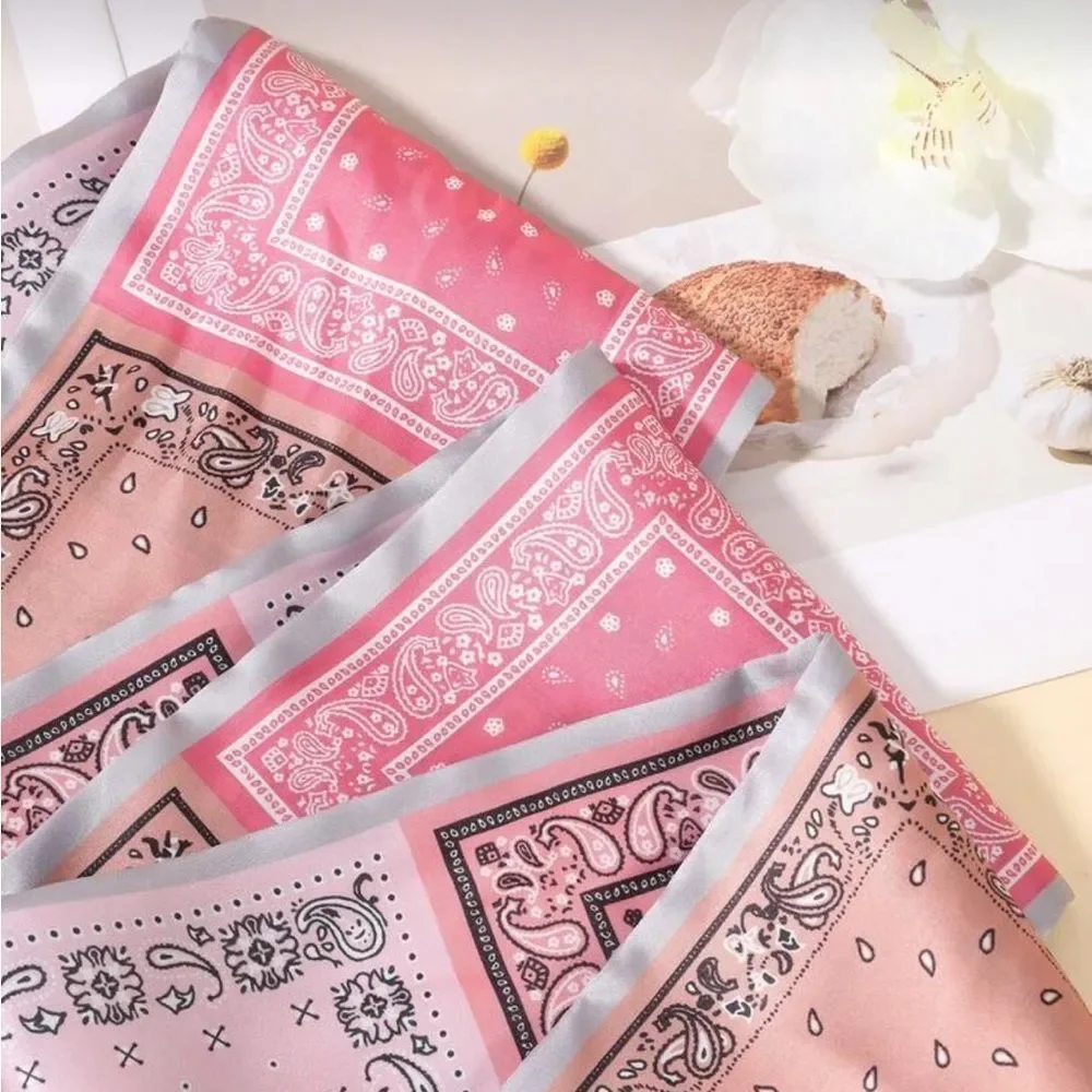 Pink Patterned Hair Scarf A1582